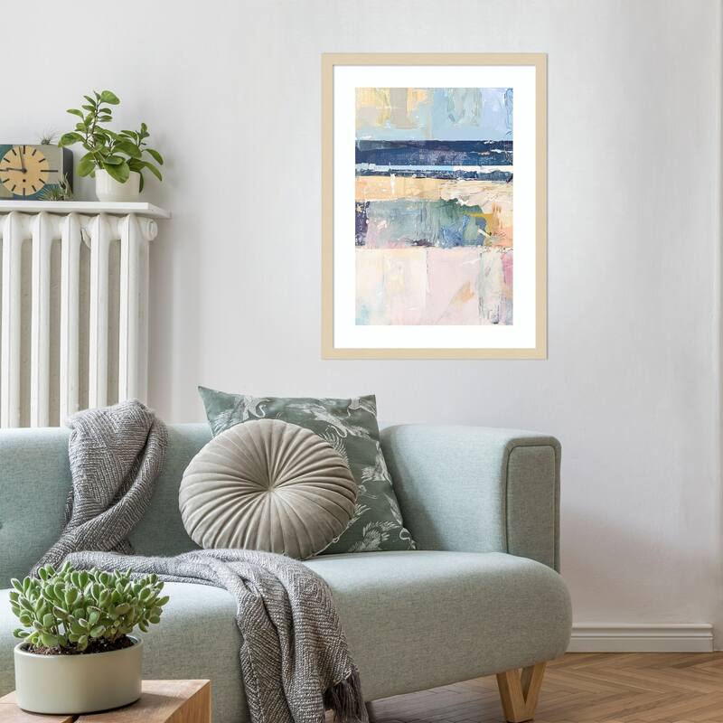 Fractured Horizons No. 1 by Raymond Powers Wood Framed Wall Art Print - Svelte Natural