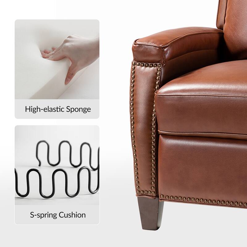 Gaspar Mid-Century Modern Pushback Recliner with Nailhead Trim by HULALA HOME