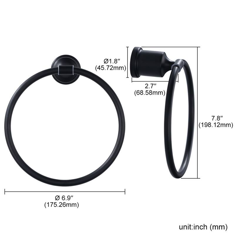 WOWOW Bathroom Towel Ring Bathroom Accessories Black Hand Towel Ring Hand Towel Holder for Bathroom, Stainless Steel