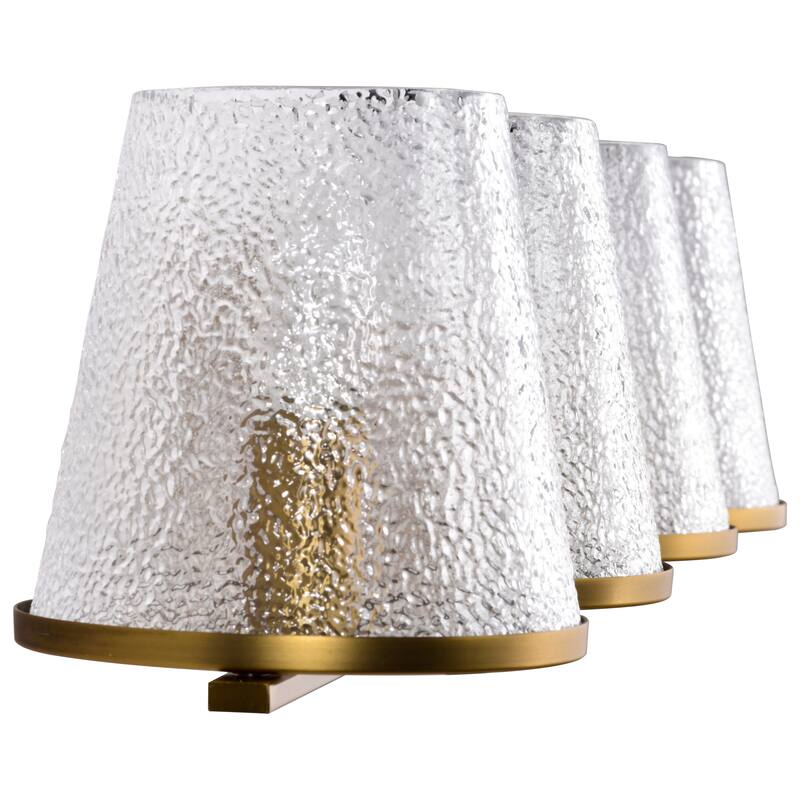 Valentine 4 Light Vanity Vintage Brass Finish Hammered Glass - Vintage Brass