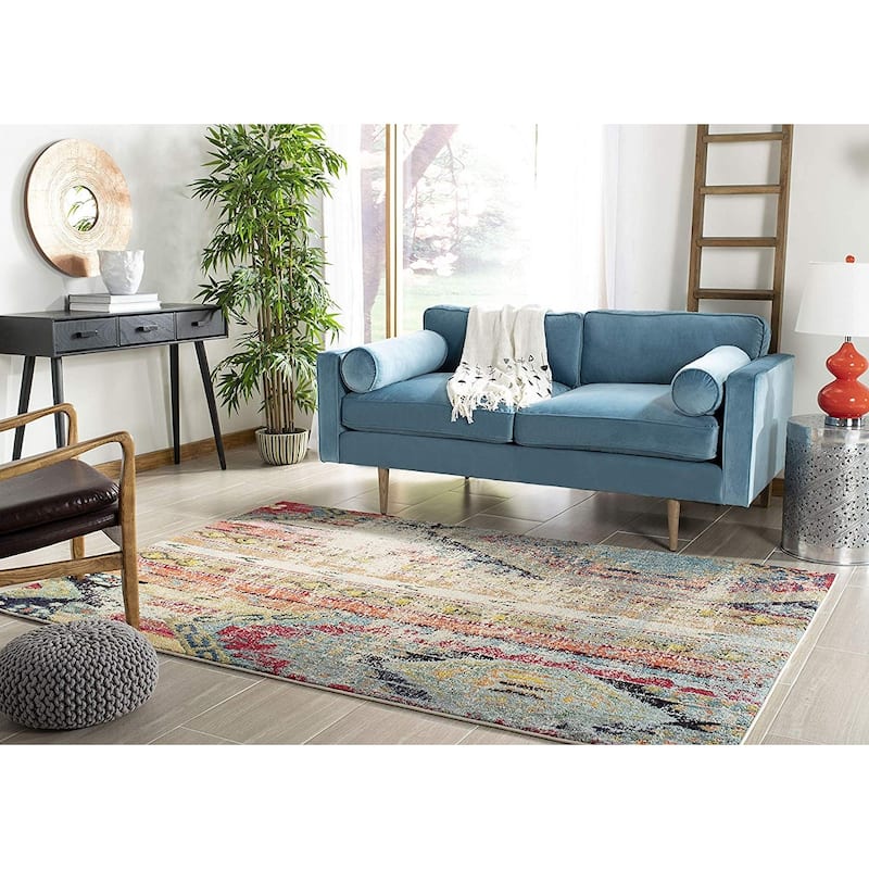 Contemporary Area Rug - 5'1" x 7'7" - Navy Blue Boho Chic Rug - Non-Shedding Living Room Rug - 91 x 61