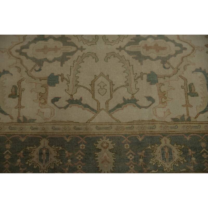 Hand Knotted Oriental 100% Wool Carpet Transitional All-Over Beige & Ivories Oushak Area Rug - 9' 0'' X 8' 0''