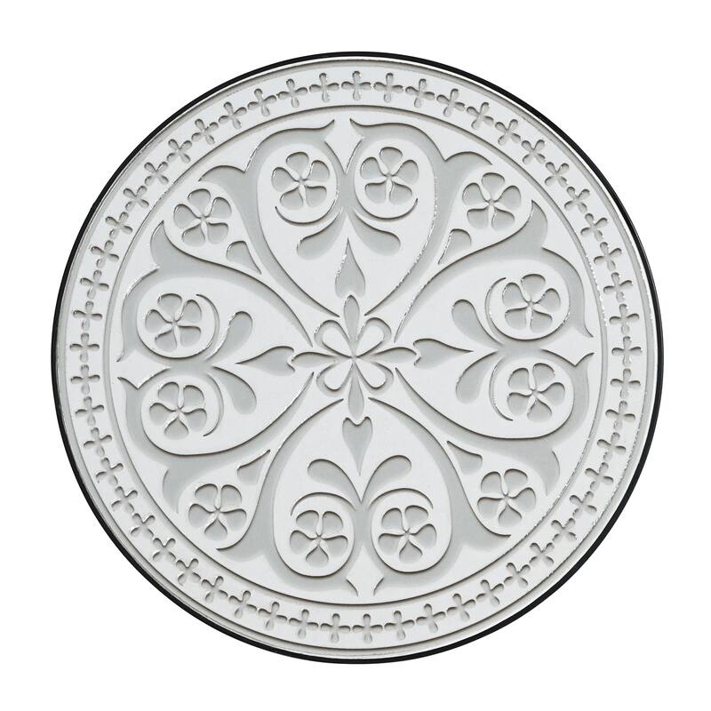 Han Outdoor Round Ceramic Tile Side Table with Iron Frame by Christopher Knight Home