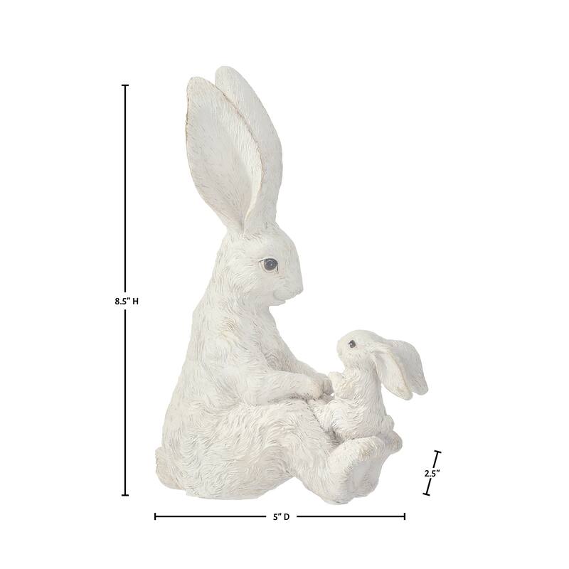 8.5" Resin Bunny With Child
