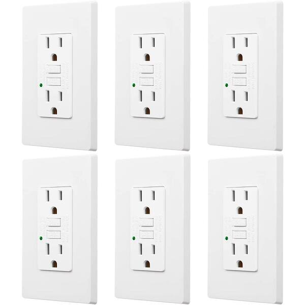 Shop 6 Pack Gfci Outlet Dual Ac Outlets Surge Protection 15 Amp White On Sale Overstock 31440245