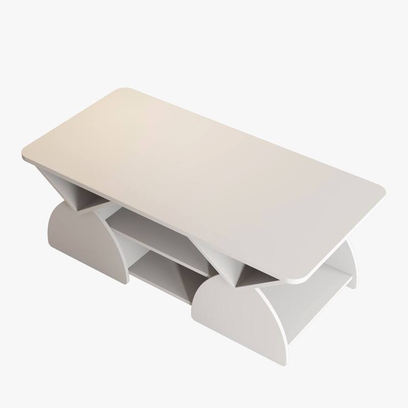 GDFStudio - Quill Wood Geometric Coffee Table with 6 Independant Storage Areas