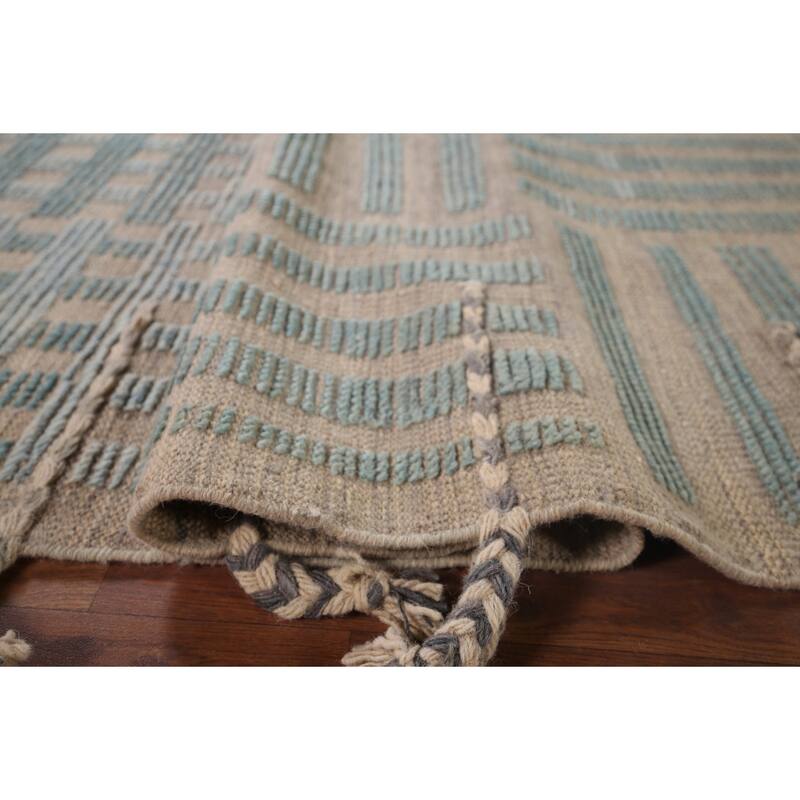 Earth Tone Moroccan Modern Area Rug Hand-Knotted Wool Carpet - 8'0"x 10'10"