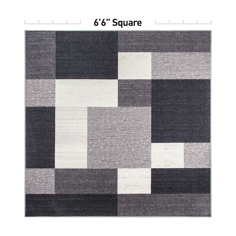 World Rug Gallery Modern Boxes Design Non-slip (Non-skid) Area Rug