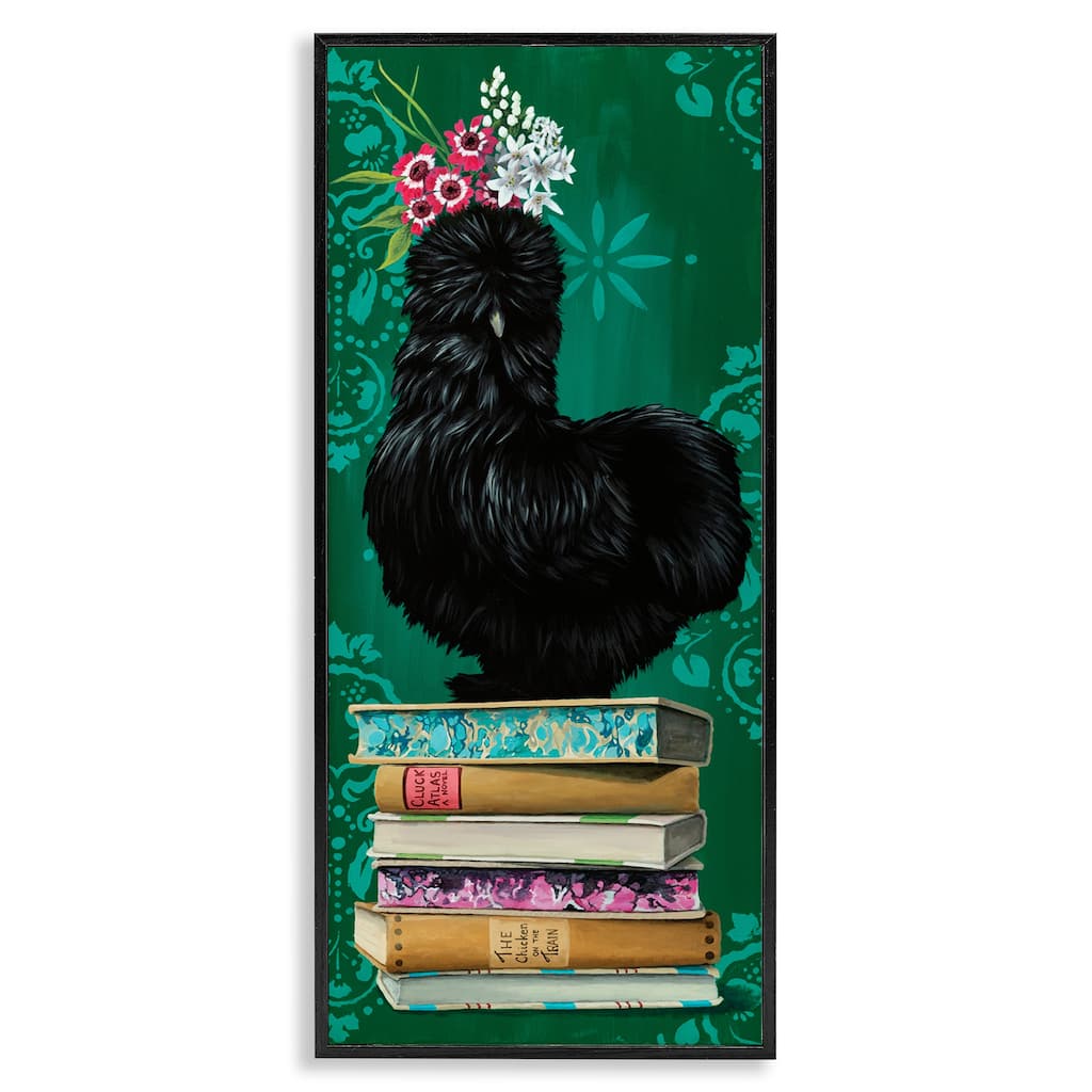 Stupell Country Chicken on Bookstack Framed Giclee Art Design By Heather Gauthier