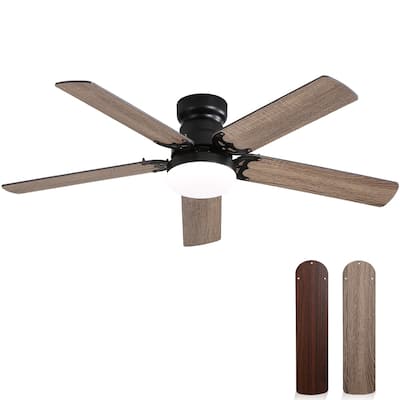 42-inch Flush Mount and Downrod Mount Ceiling Fan with Light and Remote, 5 Plywood Blades - 42 Inch diameter