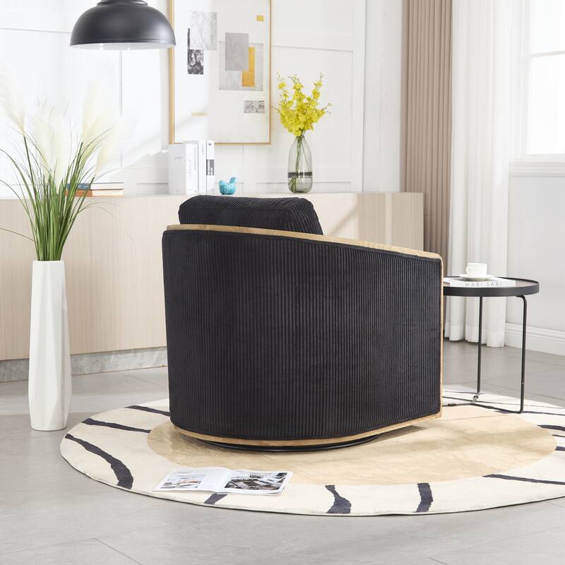 Accent Chair Sofa Chair with High-Density Foam and Curved Back, Degree Swivel Barrel Club Chair Lounge Chair