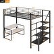 preview thumbnail 4 of 12, Twin Metal Loft Bed with Bench, Storage Staircase, and Guardrails