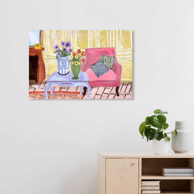 Wynwood Studio Canvas Floral and Botanical Corner of Our Living Room Yellow Wall Art Canvas Print - 30 x 20