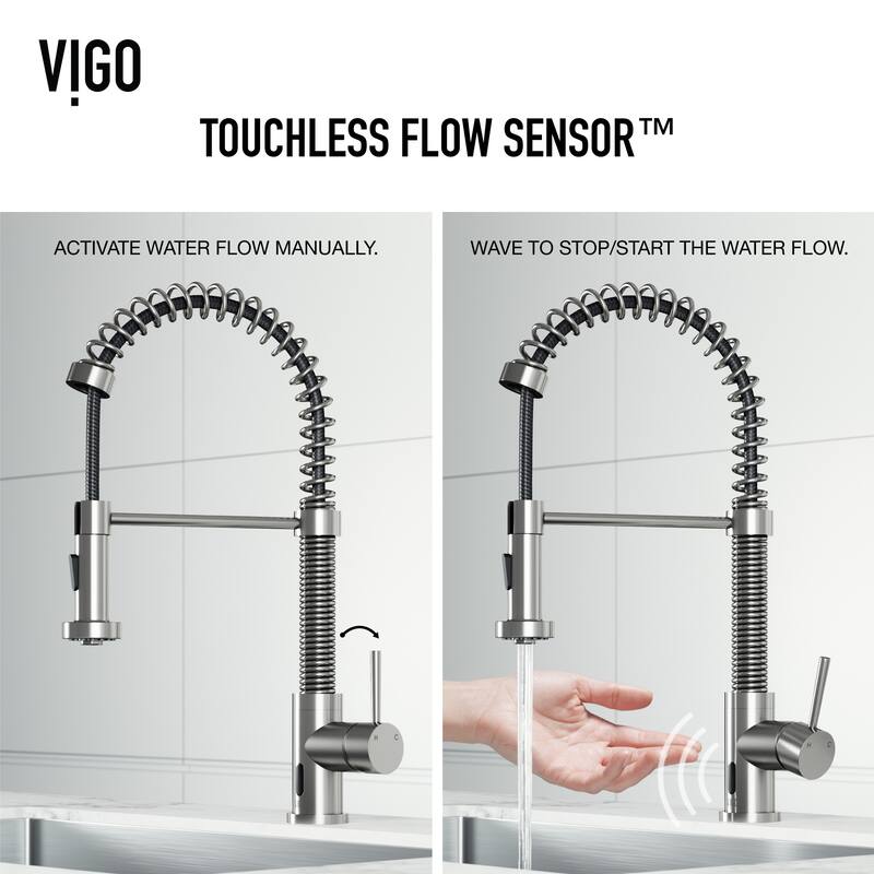 VIGO Edison 19" H Single Handle Pull-Down Sprayer Kitchen Faucet Set with Touchless Sensor