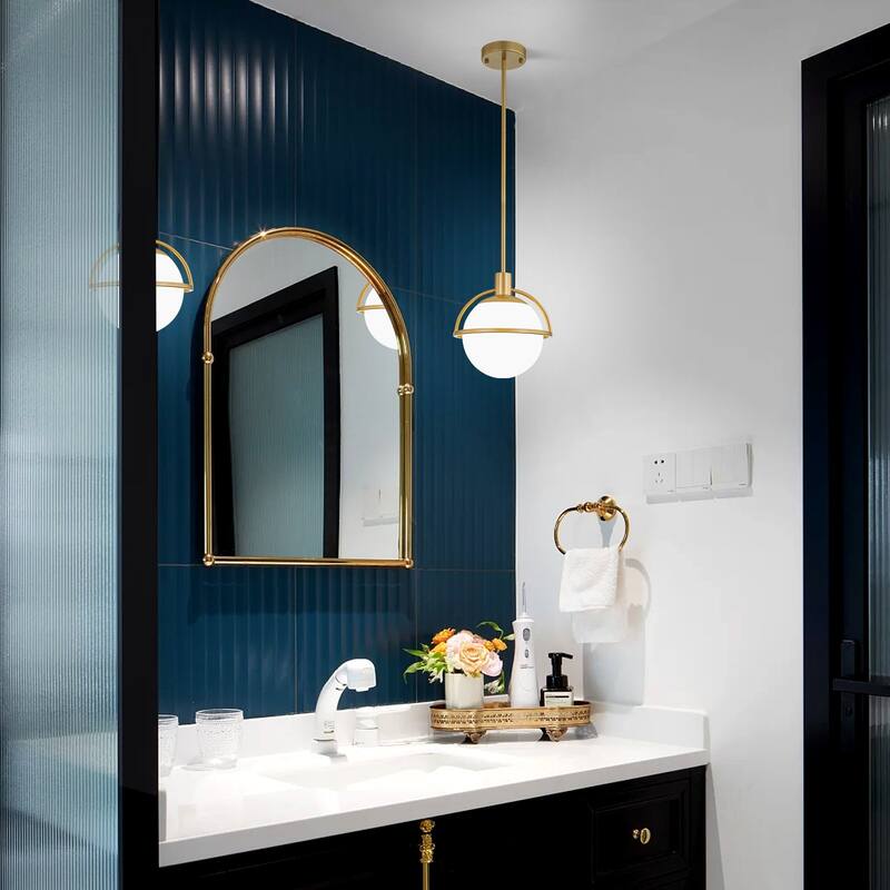 Starsky 1-Light 9in. Modern Globe Chandelier Single Frosted Glass Pendant Light