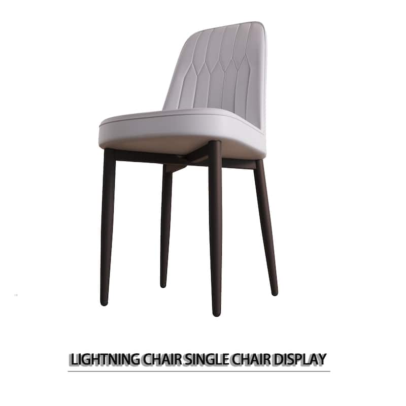 A set of 4 Dining Chair Modern Style Chair Made of High-Quality PU Leather Fabric w/ Thick Soft Cushions - Beige+Black