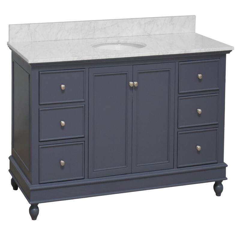 KitchenBathCollection Bella 48" Bathroom Vanity with Carrara Marble Top