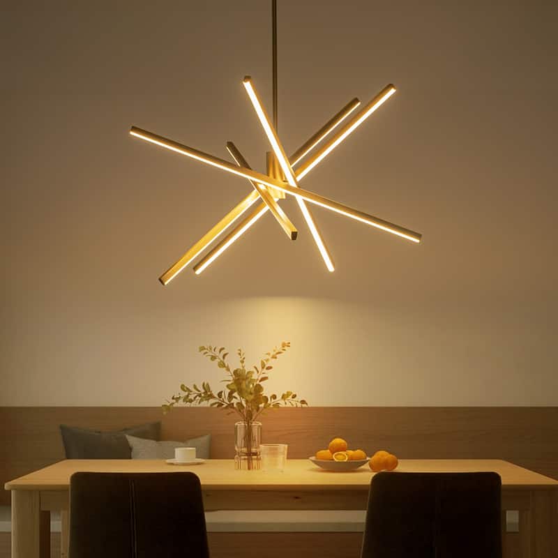 5-Light Modern Sputnik Linear Pendant Lights Integrated LED Kitchen Island Lighting