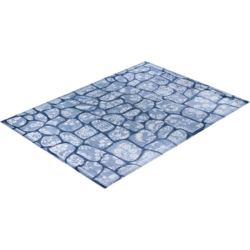 Modern One-of-a-Kind Hand-Knotted Area Rug, Blue - 9' 1" x 12' 3"
