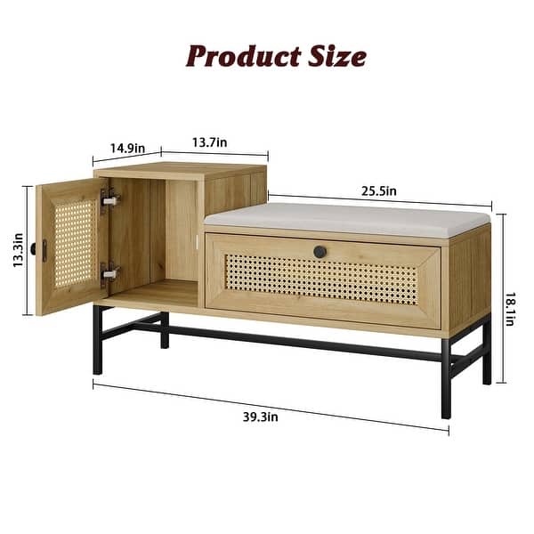 Rattan Shoe Bench Entryway Bench with Cabinet - Bed Bath & Beyond ...