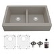 preview thumbnail 9 of 75, Karran Retrofit Farmhouse Quartz 34 in. Double Bowl 50/50 Sink Kit Concrete