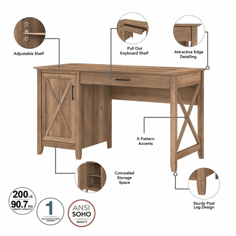Key West 54W Computer Desk with Storage and Cabinet by Bush Furniture
