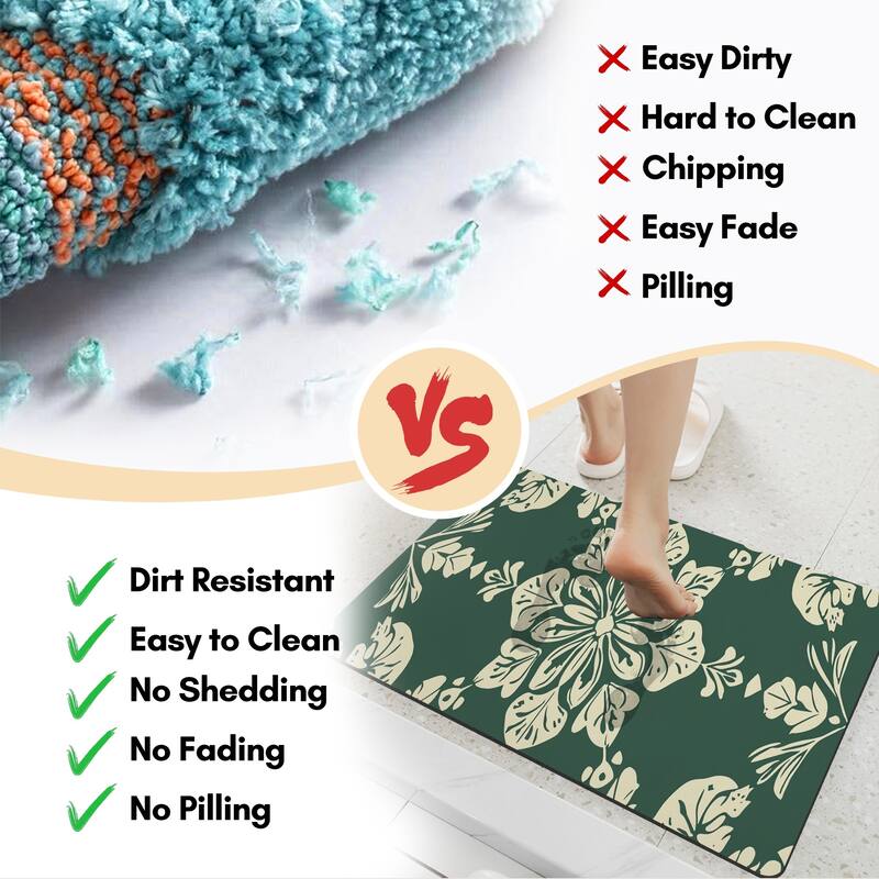 Non-Slip Area Floor Carpet，Quick Dry Super Absorbent Thin Mat for Bathroom Bathtub Shower Room Kitchen Entryway Sink