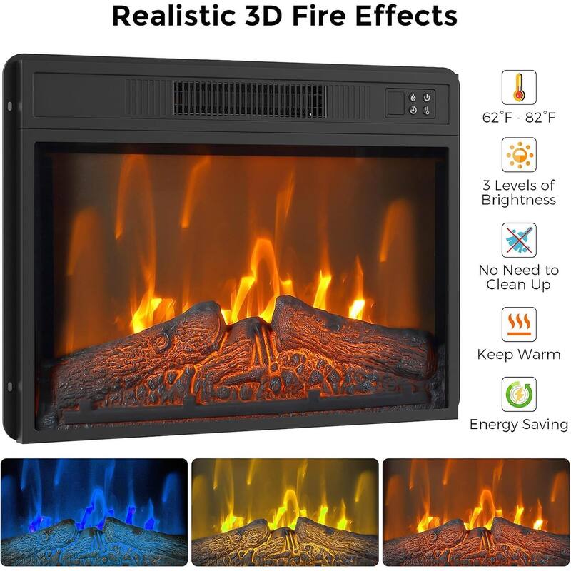 67'' Fireplace TV Stand with Glass Door Closed Storage - 65 inches