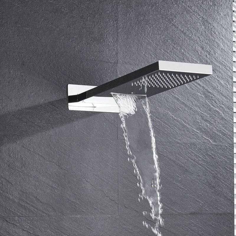 Chrome 22 Inch Rainfall Water Shower Head 3 Way Thermostatic Shower Faucet