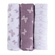 preview thumbnail 10 of 11, Ely's & Co. Cotton Muslin Swaddle Blanket - 3 Pack - 42"x42" 0-24 months - Lavender Butterfly