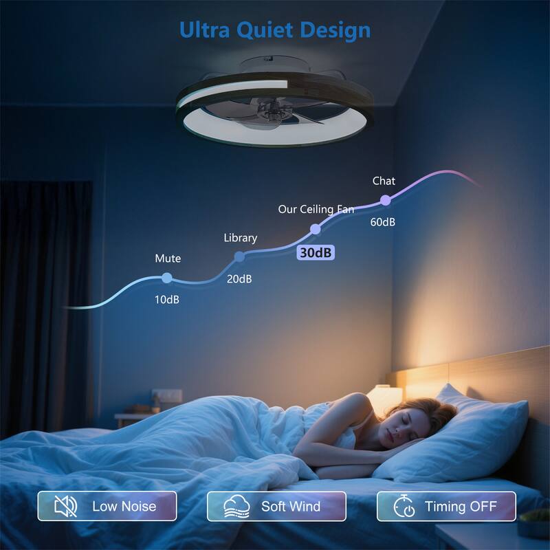 20" Ultra-Thin Quiet Ceiling Fan with Light