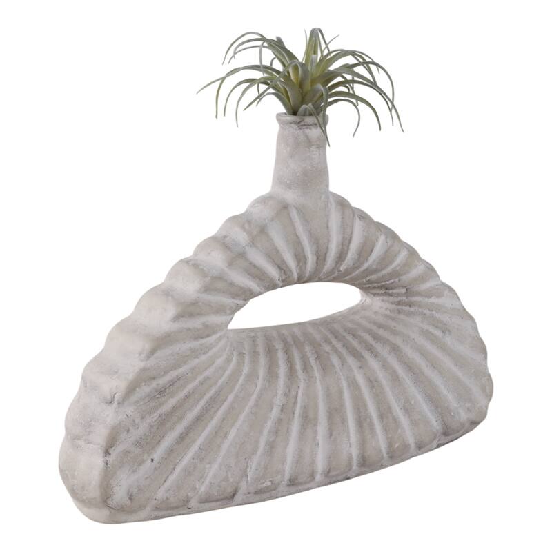 Pottery Vase Sculptural Open Center for Decorative Table Accent