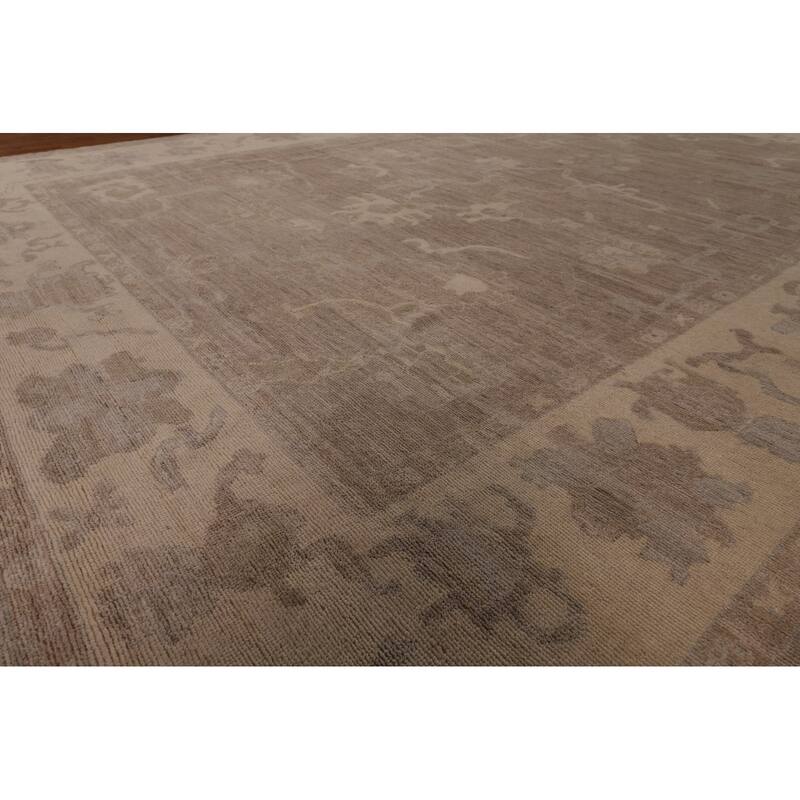 Vegetable Dye Oushak Turkish Area Rug Floral Handmade Wool Carpet - 9'1" x 11'11"