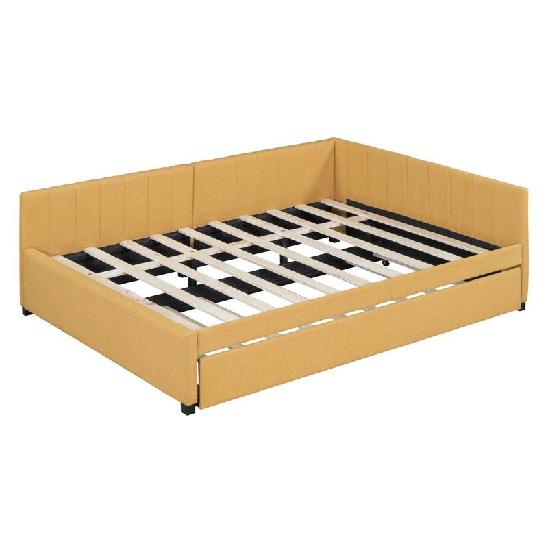 Upholstered sofa bed with trundle