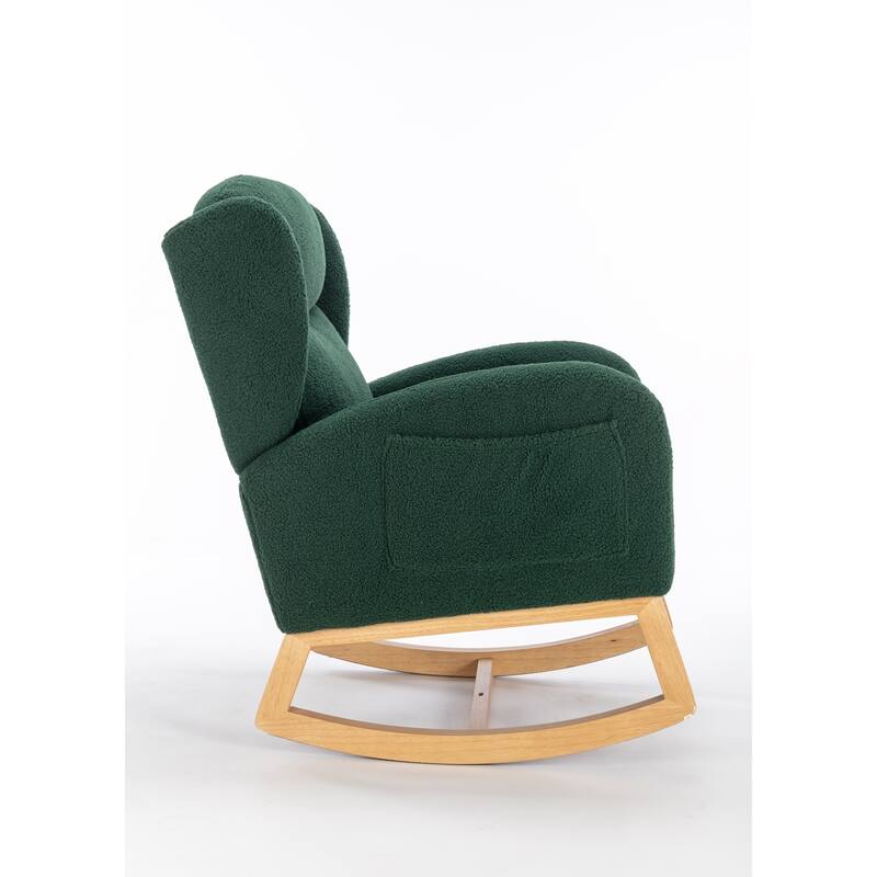 Teddy Fabric Rocking Chair With Packet Wood Legs