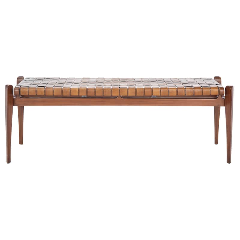 SAFAVIEH Couture Ciresila Leather Bench - 50.8" W x 16.5" D x 18.1" H - 51Wx17Dx18H