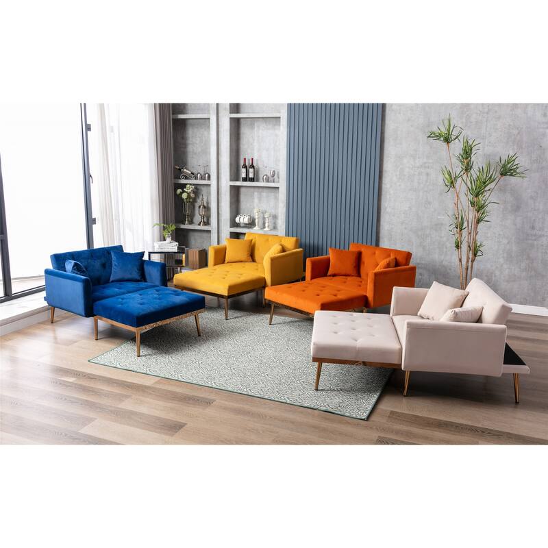 fashionable and classic style Chaise Lounge chair / accent chair for Living Room, bedroom (Orange)