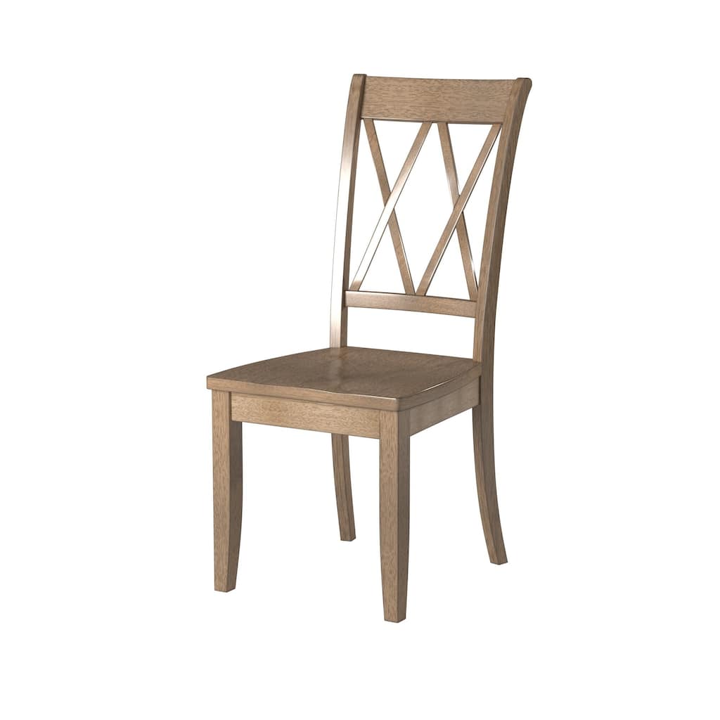 2PCS Side Chairs,Pine Veneer Transitional Double-X Back Design Dining Chair