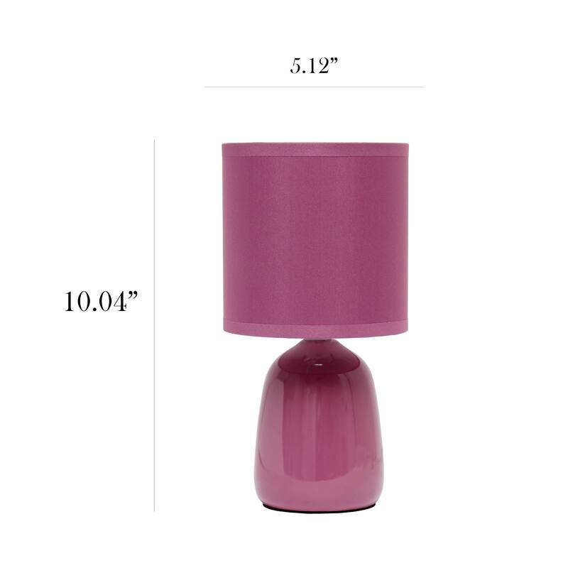 Tall Ceramic Thimble Bedside Table Desk Lamp with Drum Shade - 10" - Purple
