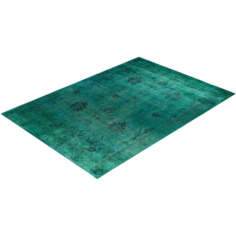 Contemporary Overdyed Wool Hand Knotted Area Rug - 9' 10" x 13' 10"