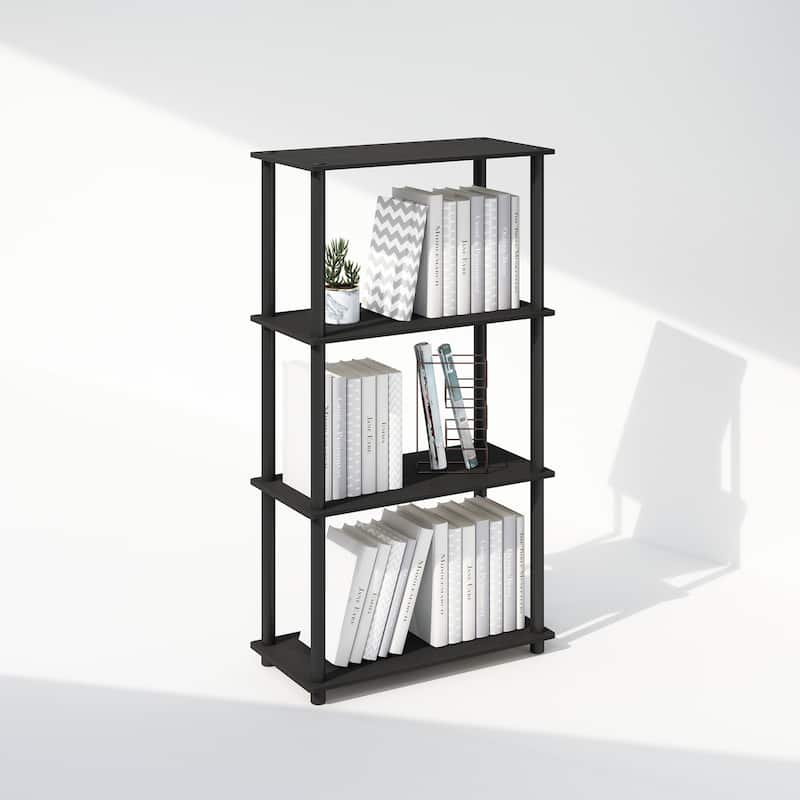 43.25 in. Tall Americano/Black Wood 4-Shelf Bookcase