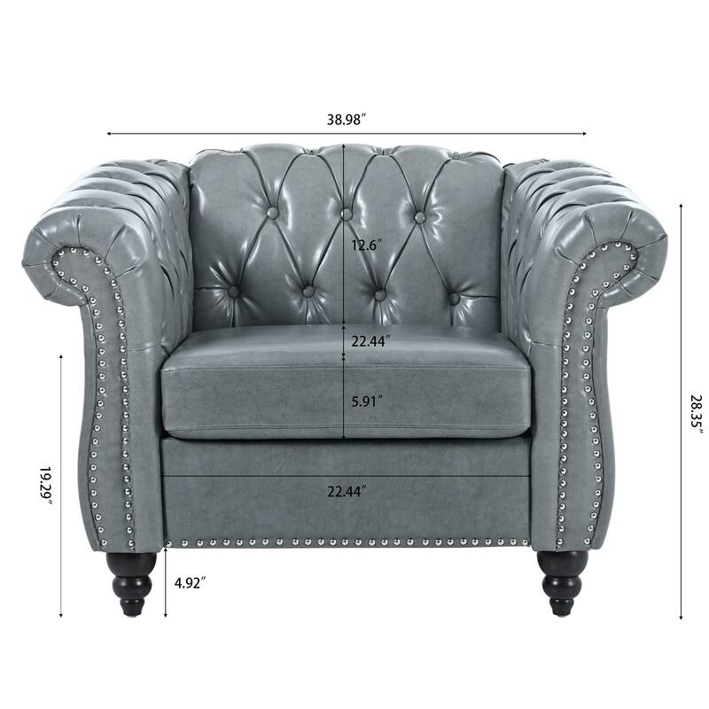 HCHAIRH Tufted Rolled Arm Seater Sofa Chair For Living Room