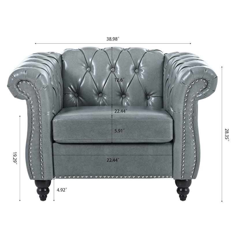 PU Leather 1-Seater Sofa with Pocket Springs