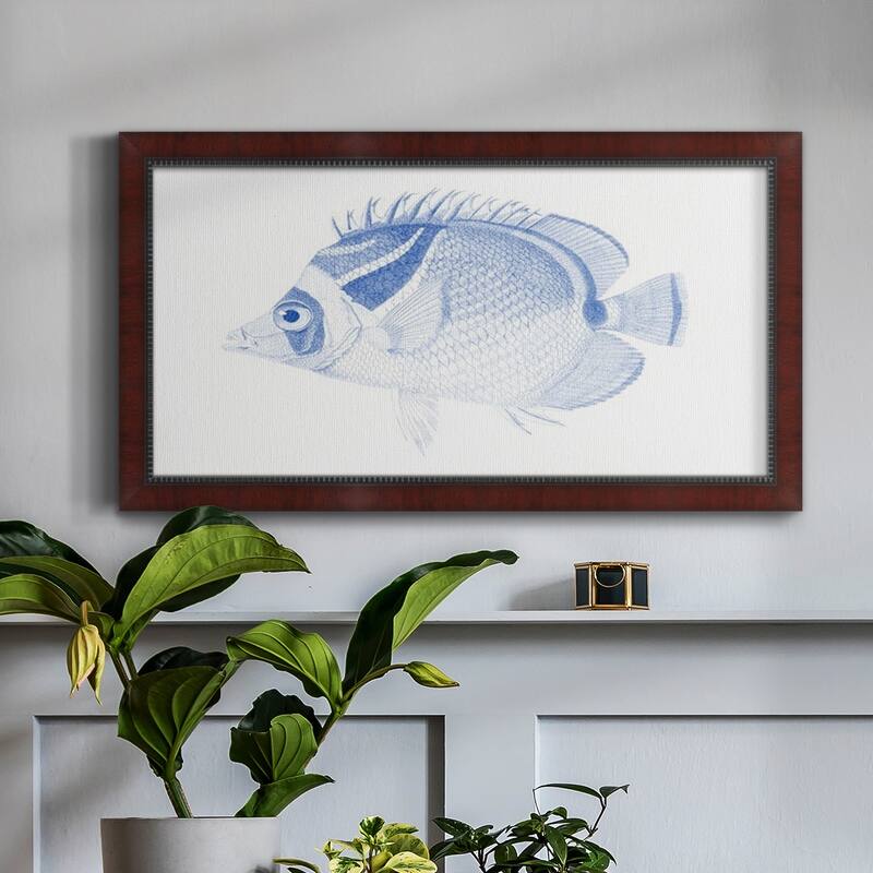 Blue & White Tropical Fish IV Premium Framed Canvas- Ready to Hang
