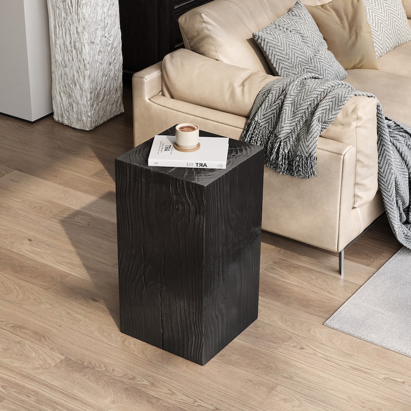 Christopher Knight Home - Everhart 27.75"H Outdoor Indoor Wood Look MGO Fiberglass End Table - 1 Piece - Black