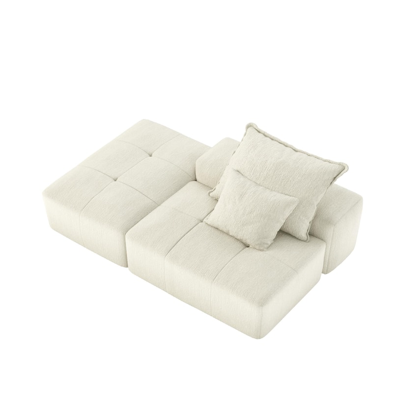 Modern Oversized Modular Sectional Sofa,Sparkling Chenille Fabric Soft Cushion Sofa with 2 Pillows,DIY Combination Tufted Sofa