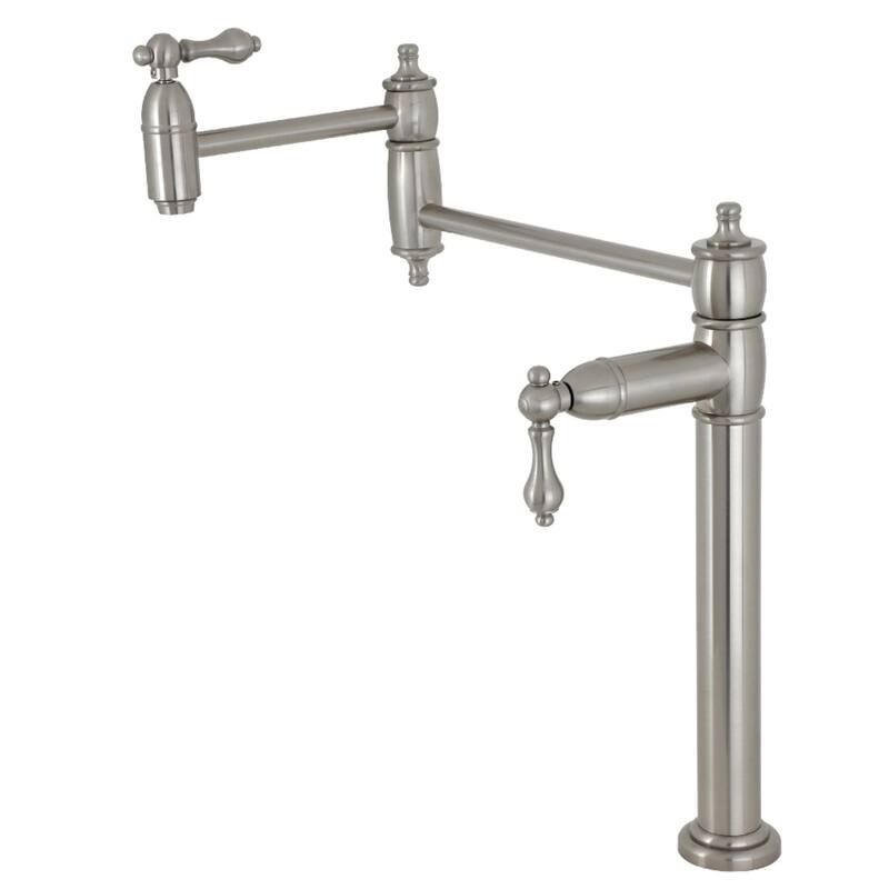 Kingston Brass Restoration Two-Handle 1-Hole Deck Mount Pot Filler Faucet - Brushed Nickel