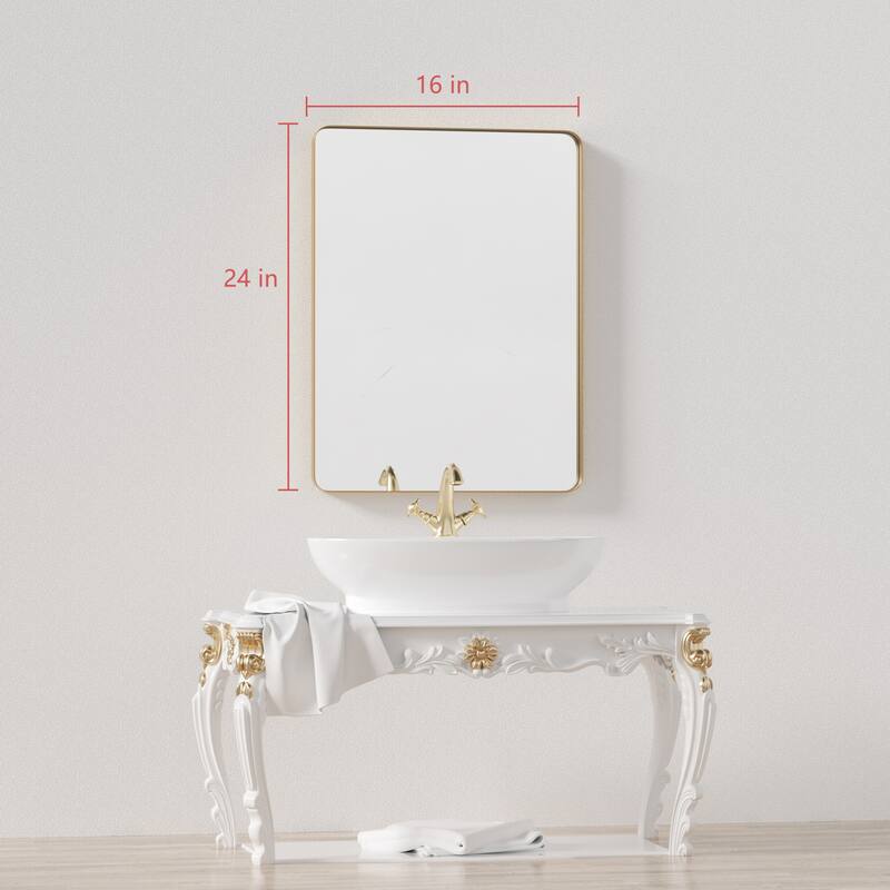 Wall Mirror Vanity Mirror Bathroom Mirror with Round Corner (1 Piece)
