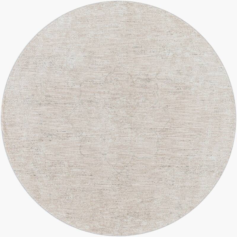 Livabliss Traditional Laila Medallion Area Rug - 7'10" x 7'10" Round - Light Tan