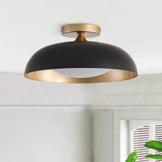 Modern Matte Black Semi Flush Mount Ceiling Light for Hallway Stairway Foyer
